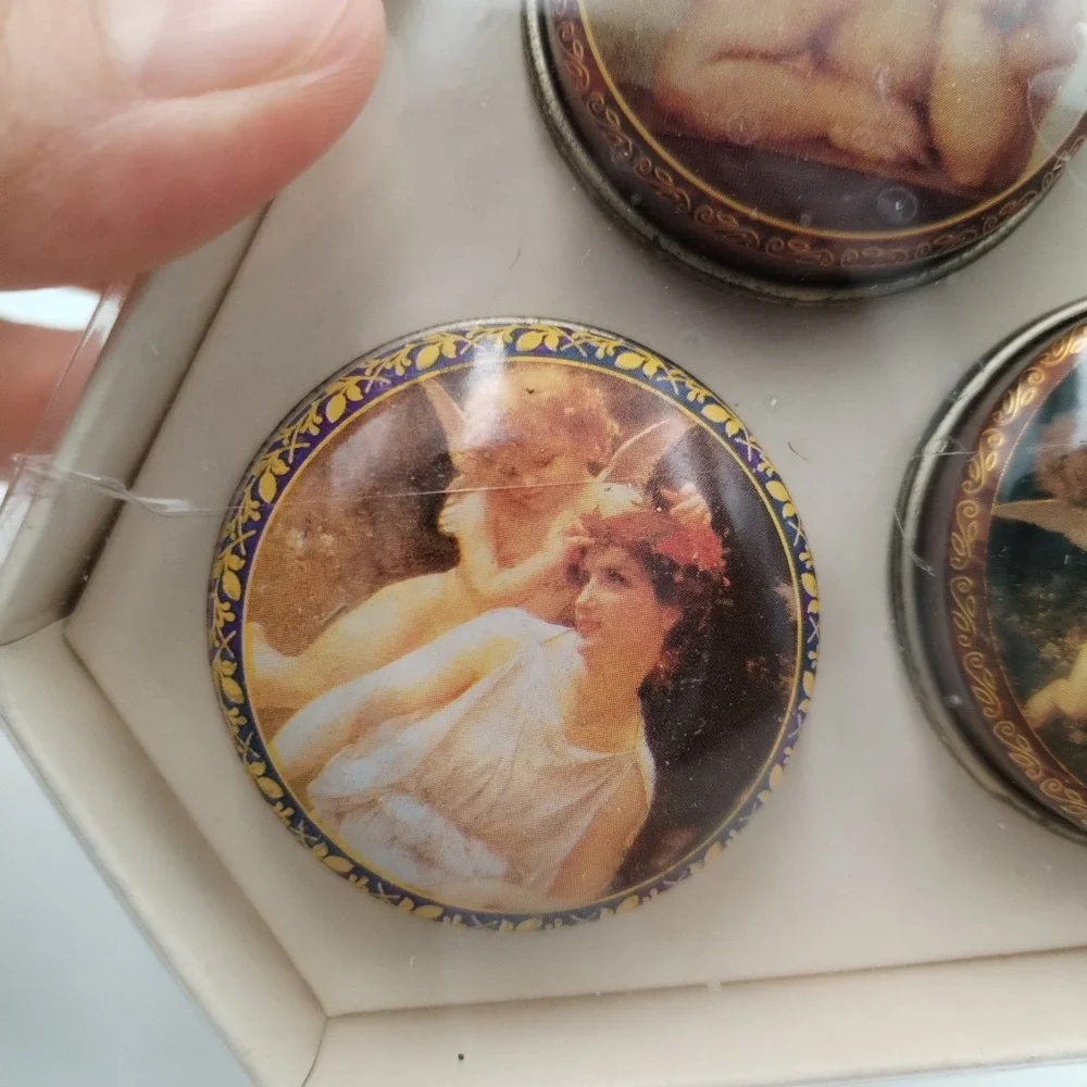 3 Pack Pill Metal Boxes Angels Querubim Victorian Style Plastic Tray In Each Box